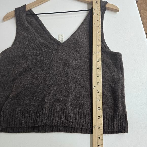 Madewell Carleton V-Neck Knit Sweater Tank Wool Blend Chocolate Brown NWT Sz L - Picture 9 of 9